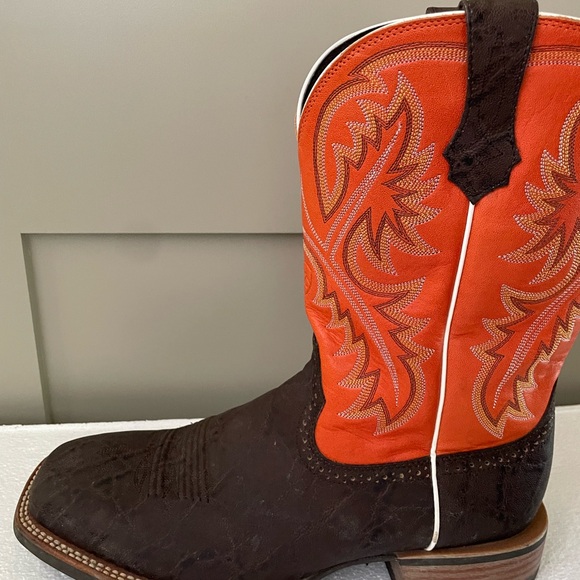Ariat Western Cowboy Boots Brown Orange - Picture 6 of 12